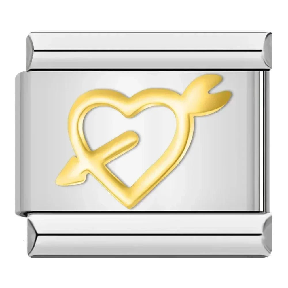 Cœur avec flèche argent & or