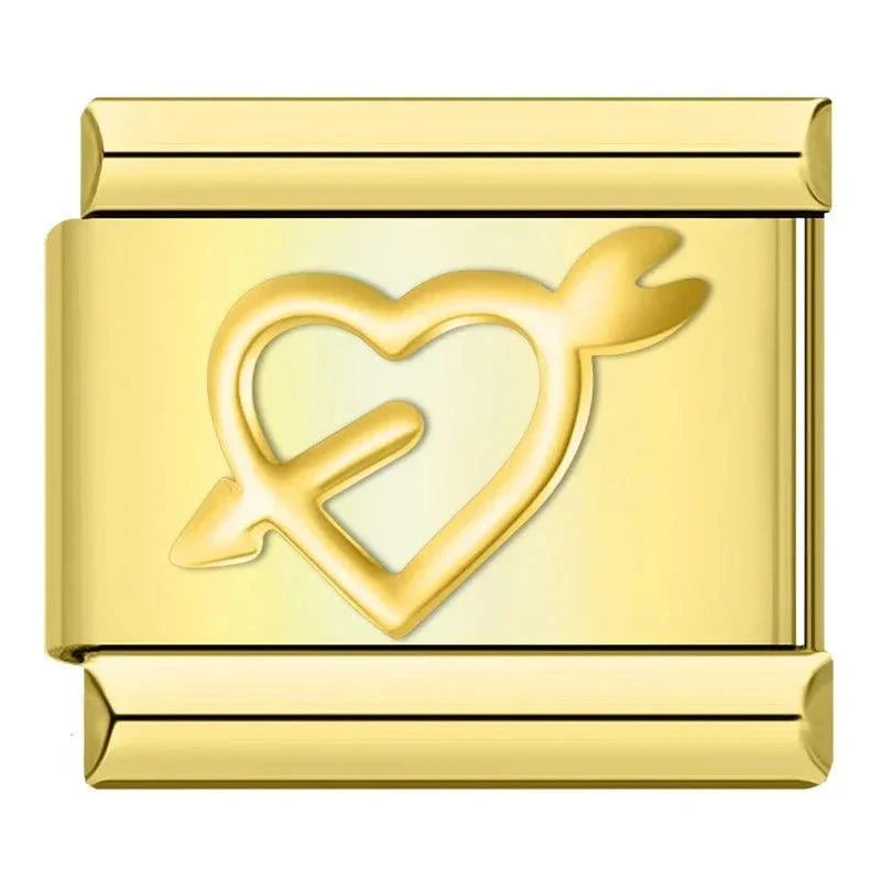 Cœur avec flèche argent & or