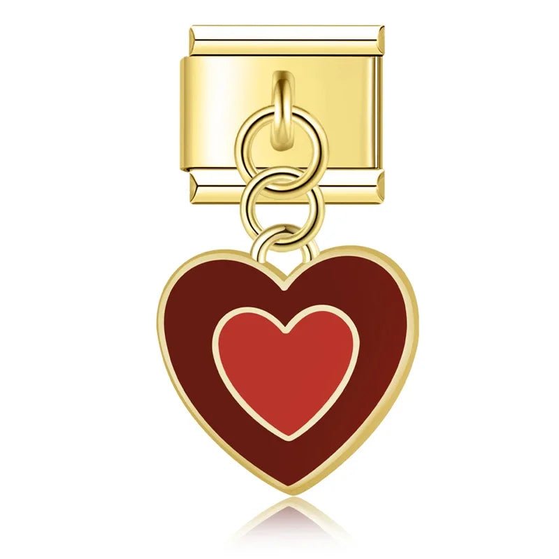 Cœur suspendu marron rouge