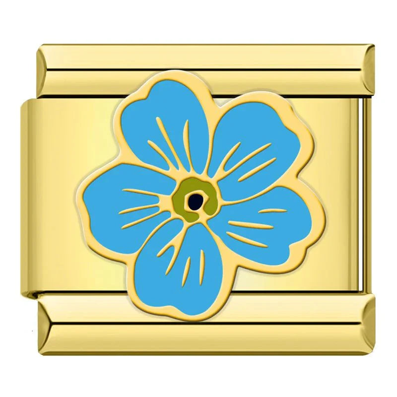 Fleur bleue claire - Doré
